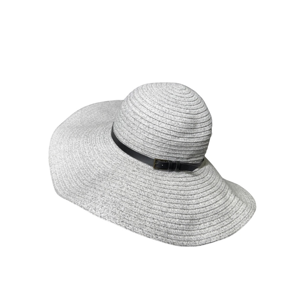 Betmar Light Gray Wide Brim Hat summer floppy vacation beach resort cruise paper